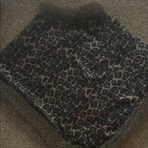 Leopard Print Faux Fur Poncho